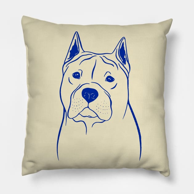 American Staffordshire Terrier (Beige and Blue) Pillow by illucalliart