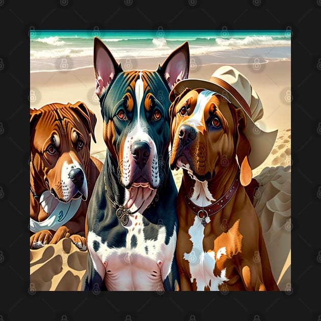 3 Pitbulls on vacation by Shiwwa