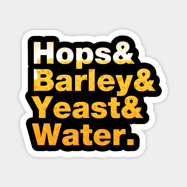 Beer Helvetica Name List Hops Barley Yeast Water Magnet by fishbiscuit