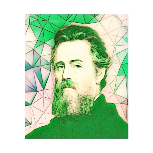 Herman Melville Green Portrait | Herman Melville Artwork 7 by JustLit