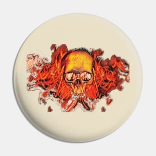 Burning skull of burning heart Pin