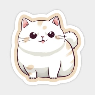 Chunky White Cat Magnet