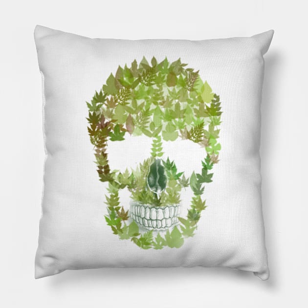 Leaves Skull Pillow by LiranAbir