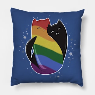 Rainbow Cat LGBT Gay Pride Flag Pillow