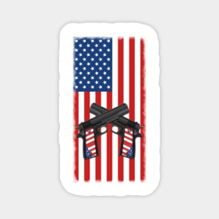 American Flag with Crossed Pistols 2nd Amendment Magnet