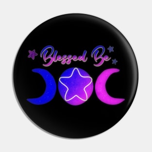 Blessed Be Triplemoon Abstract Night Edition Design Pin