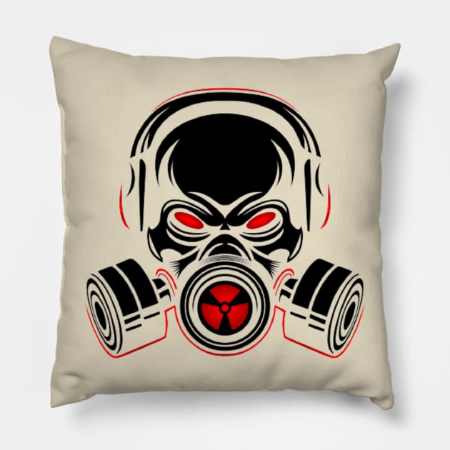 toxic skull Pillow by Designed-clothing