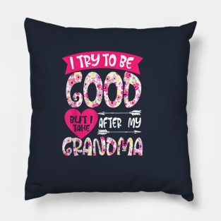 I try to be good but i take after my grandma Pillow