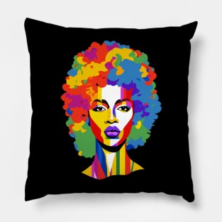 Colorful Afro Woman Pop Art Pillow