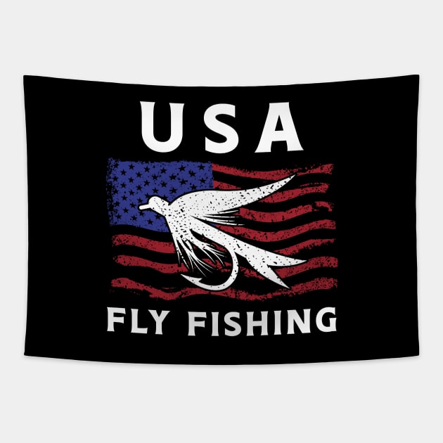 USA Fly Fishing Tapestry by maxcode