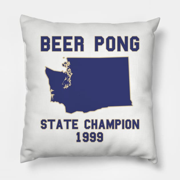 Vintage Washington Beer Pong State Champion T-Shirt Pillow by fearcity