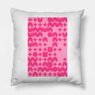 Girly Pinkish Geometric Pattern - Flowers & Stars #6 Pillow