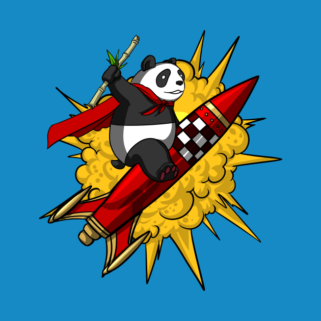 Panda Bear Riding Rocket by underheaven