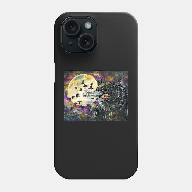 Cormorant Moon Phone Case by 10000birds