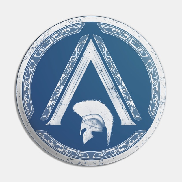 Sparta Helmet Lambda Symbol Pin by NicGrayTees