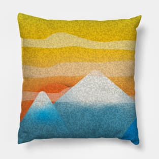 Mountain Sunset Illustration Pillow