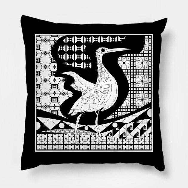 agami heron egret bird the mexican talavera pattern in ecopop garza art Pillow by jorge_lebeau