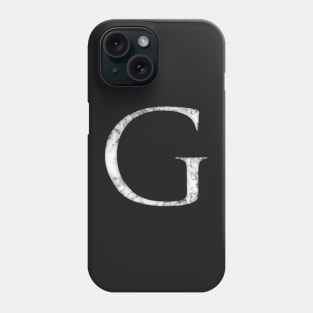 G in Roman White Marble Latin Alphabet Letter Sticker Phone Case