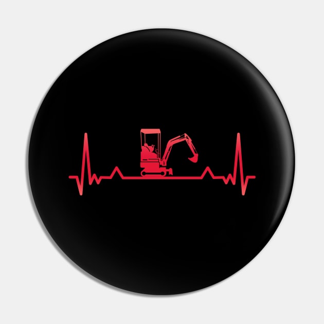 Digger Excavator Heartbeat Xmas Gift Pin by qwertydesigns