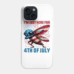 i'm just here for 4th of july Funny Dabbing Cicada USA Flag Phone Case