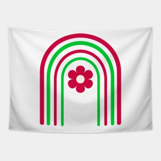 Groovy Flower on Red and Green Christmas Rainbow Tapestry