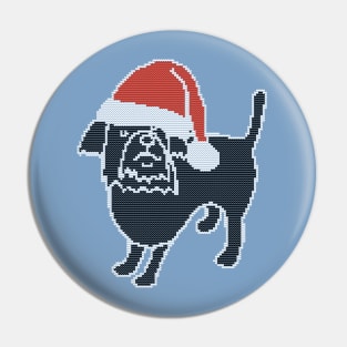Knitted Dog in Christmas Santa Hat Pin
