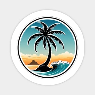 Island, palm trees, sand, surf and beach Magnet