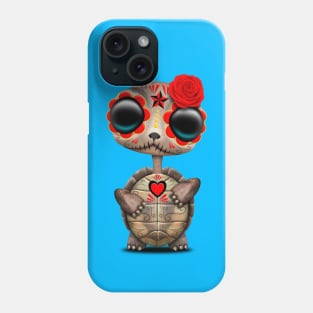 Red Day of the Dead Sugar Skull Baby Turtle Phone Case