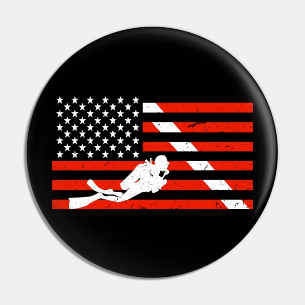 Distressed Diver Down Dive Flag Scuba Diving American Flag Pin by uglygiftideas