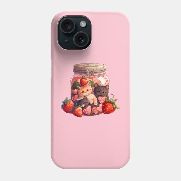 Strawberry Jam Kitten Cottagecore Phone Case by UnrealArtDude