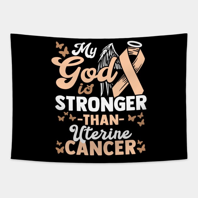 My God is stronger than Uterine Cancer - Awareness Tapestry by biNutz