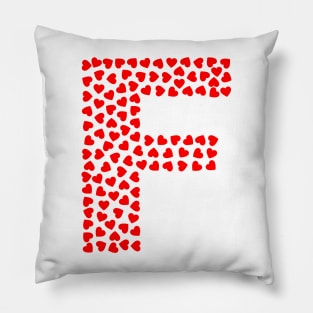 Letter F Heart Shape Initial Pillow