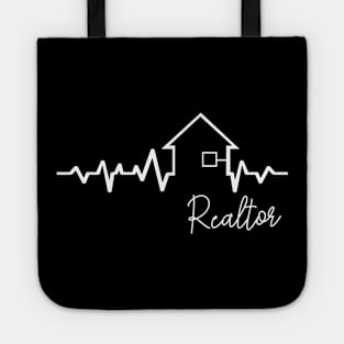 Realtor - Heartbeat Real Estate ECG Silhouette Tote