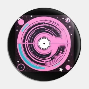 Galaxy Pink Vinyl Record Retro Graphic Pin