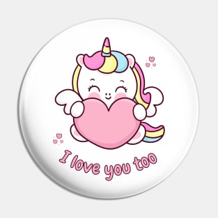 I Love You Too Cute Unicorn With Heart Pin