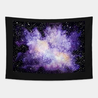 Watercolor Galaxy, Stars and Shine in Outer Space Tapestry