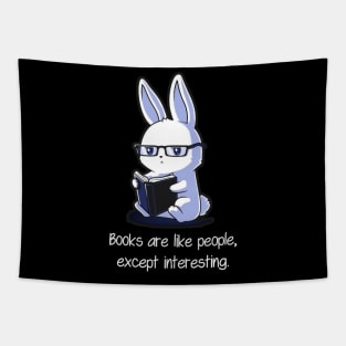 Cute Funny Rabbit Bunny Reading Book - Book Lover Tapestry