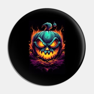 scary smiling pumpkin, halloween design Pin