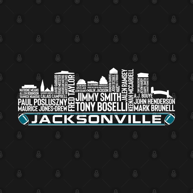 Jacksonville Football Team All Time Legends, Jacksonville City Skyline by Legend Skyline