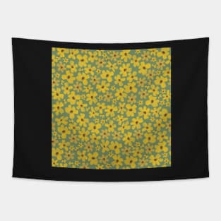 Bohemian little yellow flowers sage Tapestry