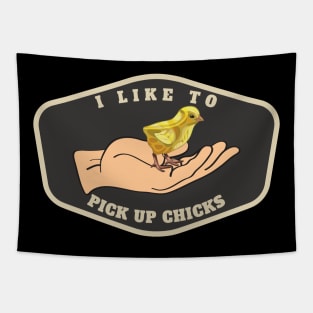 I Like To Pick Up Chicks Funny Chicken Tapestry