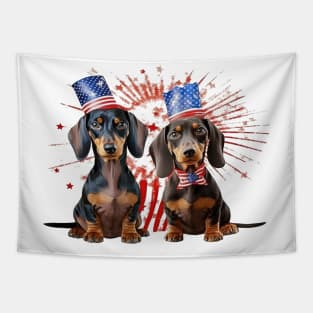 4th of July Dachshund Dogs #1 Tapestry