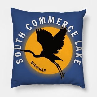 South Commerce Lake in Michigan Heron Sunrise Pillow