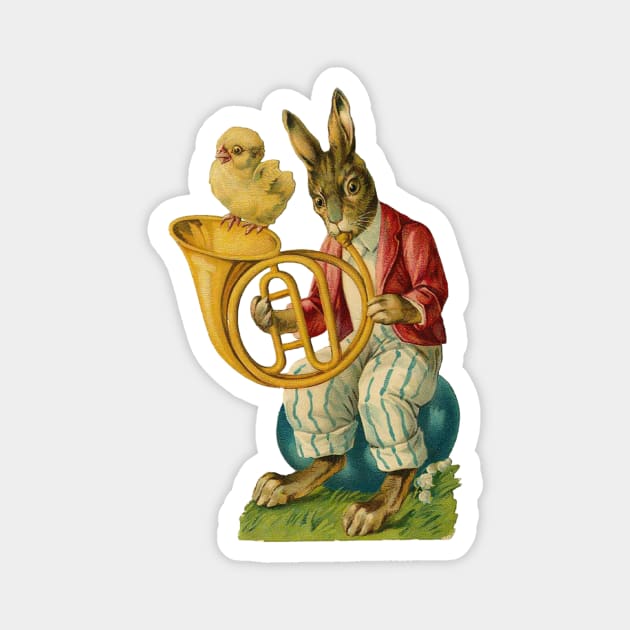 Vintage Easter Bunny French Horn Magnet by bragova