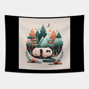 Camping Van, Adventure in the Forest Minimal Tapestry