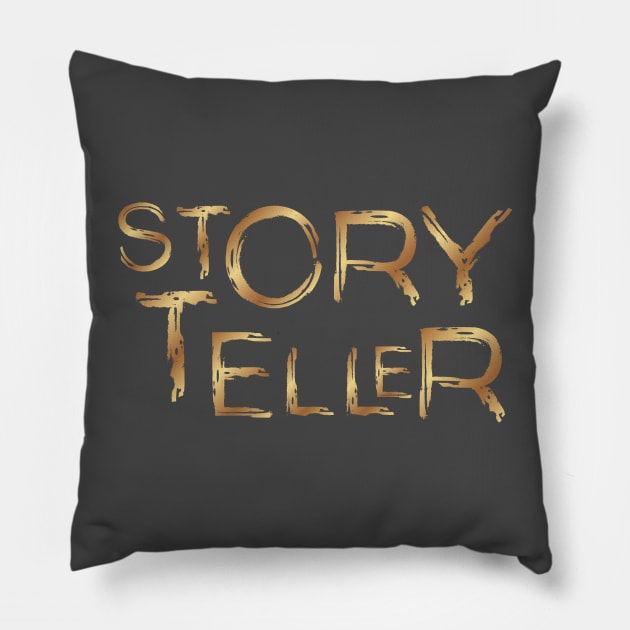 Storyteller Gold 2 Pillow by PetraKDesigns