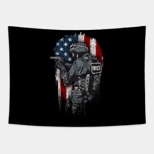 Police American Flag SWAT Cop Law Enforcement Tapestry