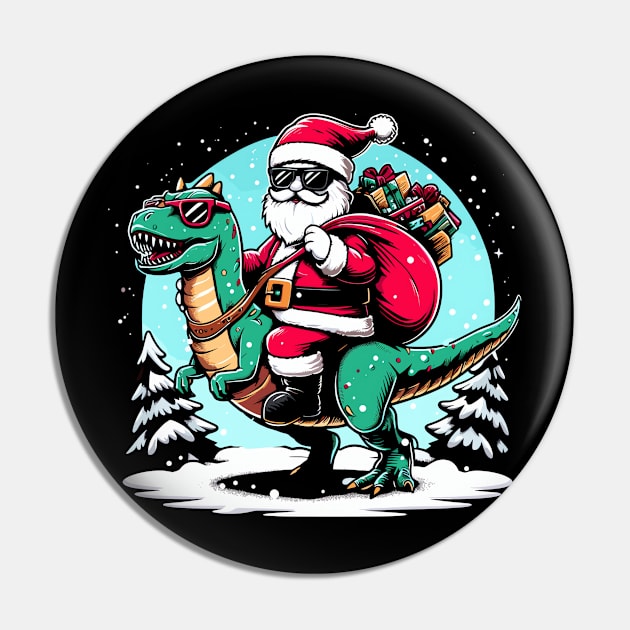 Funny Santa riding a Dinosaur with a bag of presents Pin by Origami Fashion