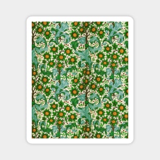 ORANGE TREE WITH BLUE GREEN LEAVES ,FLOWERS Floral Art Nouveau Pattern Magnet