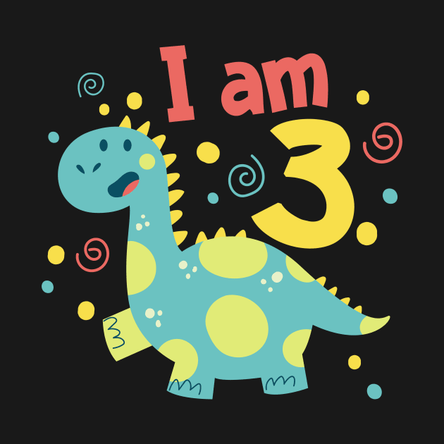 Dinosaur 3rd Birthday Kids by Foxxy Merch